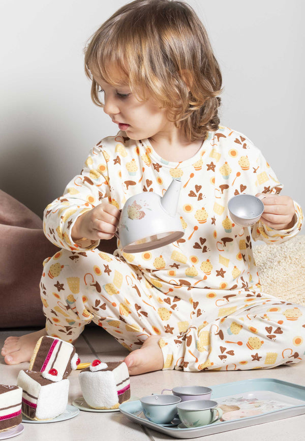 Two-Piece Bamboo Pajamas - Let's Have a Snack - Blue Balloon