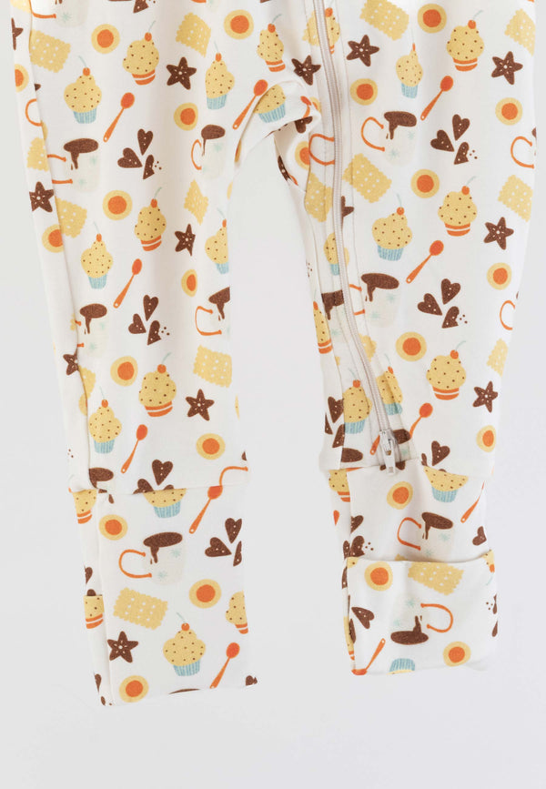 Bamboo Zip Romper - Let's Have a Snack - Blue Balloon