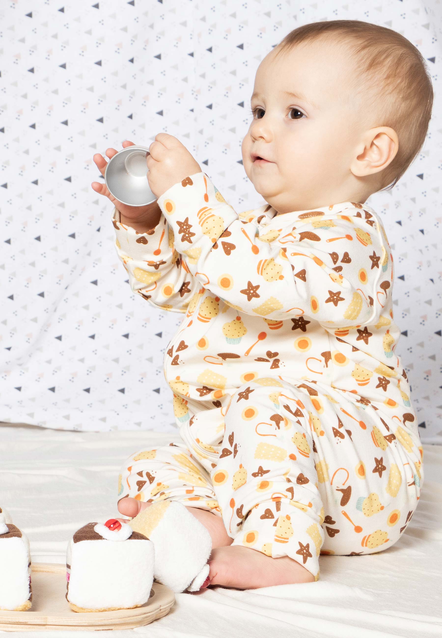 Bamboo Zip Romper - Let's Have a Snack - Blue Balloon