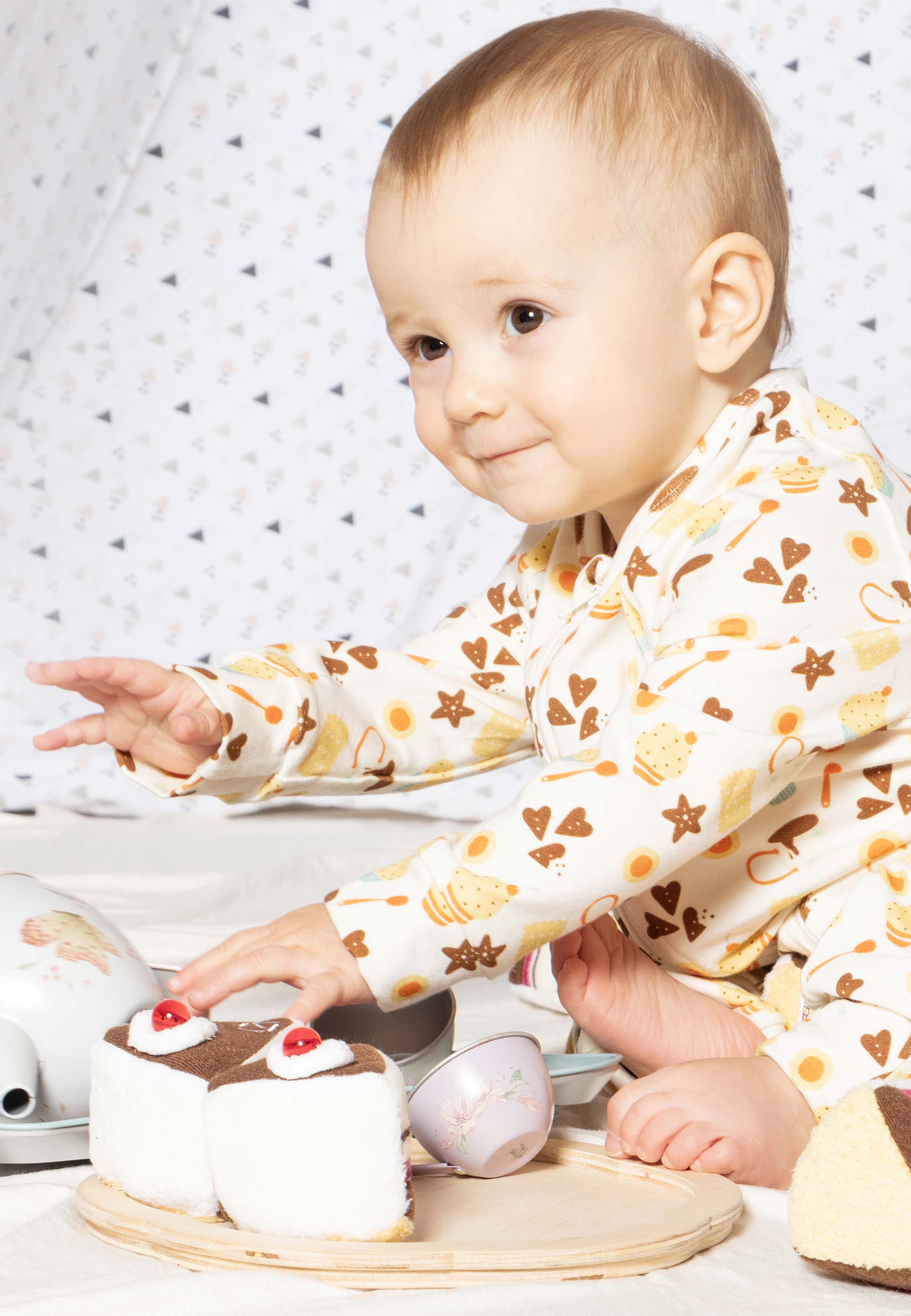 Bamboo Zip Romper - Let's Have a Snack - Blue Balloon