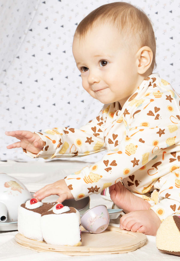 Bamboo Zip Romper - Let's Have a Snack - Blue Balloon