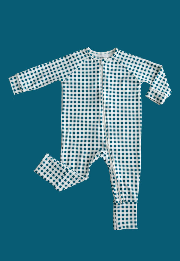 Tutina Zip in Bambù - Abete - Palloncino Blu