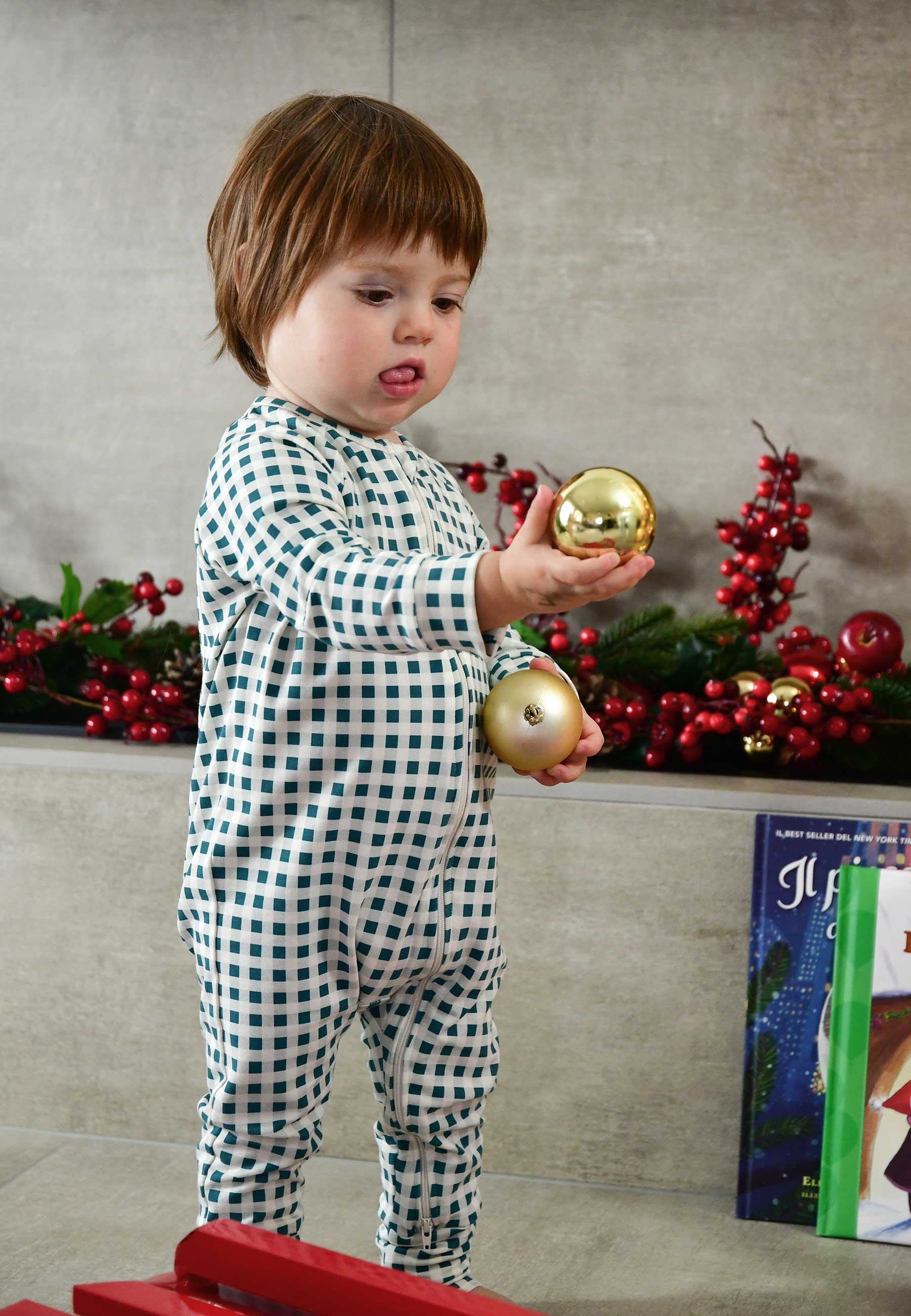 Tutina Zip in Bambù - Abete - Palloncino Blu