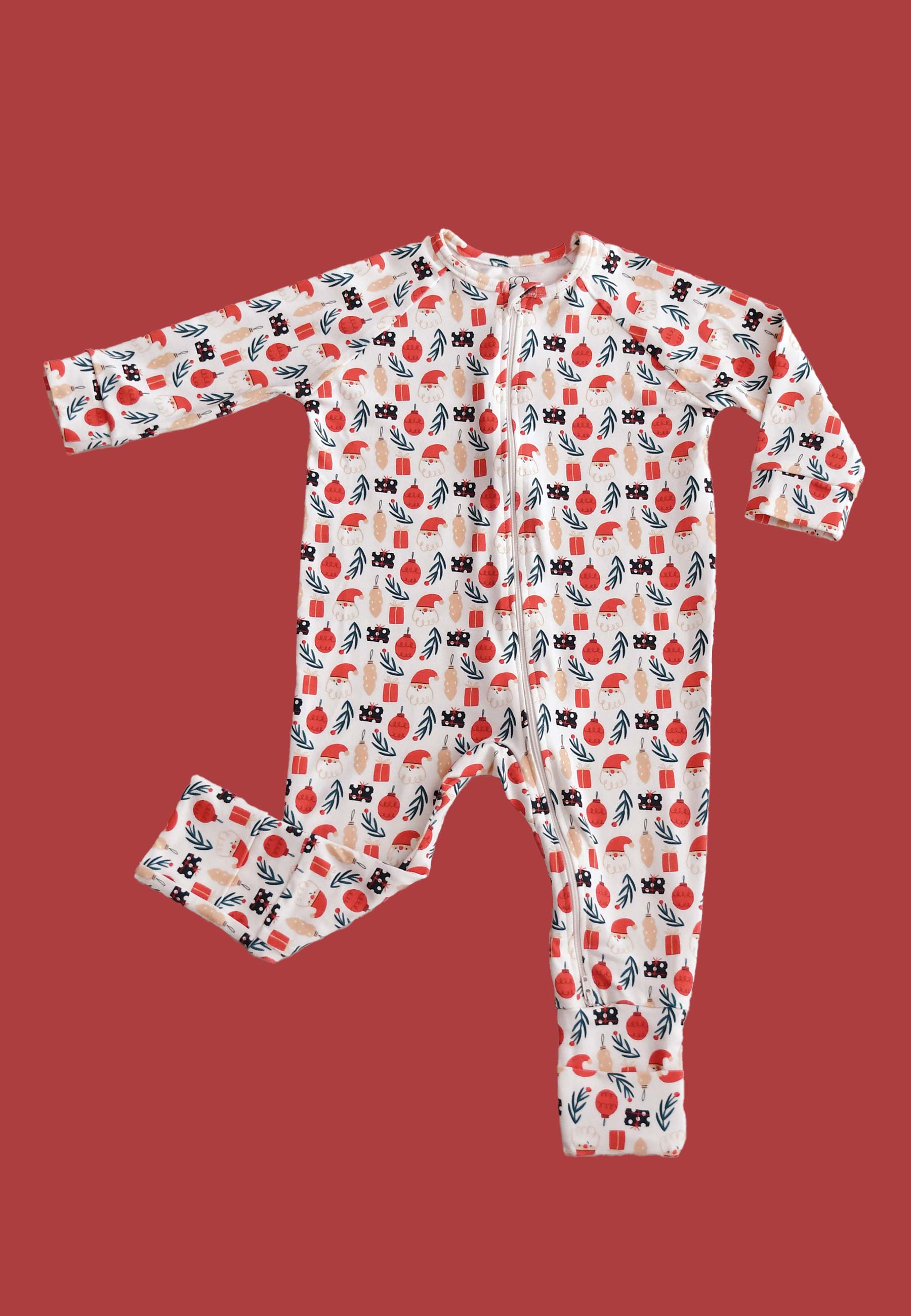 Bamboo Zip Romper - Christmas Magic - Blue Balloon