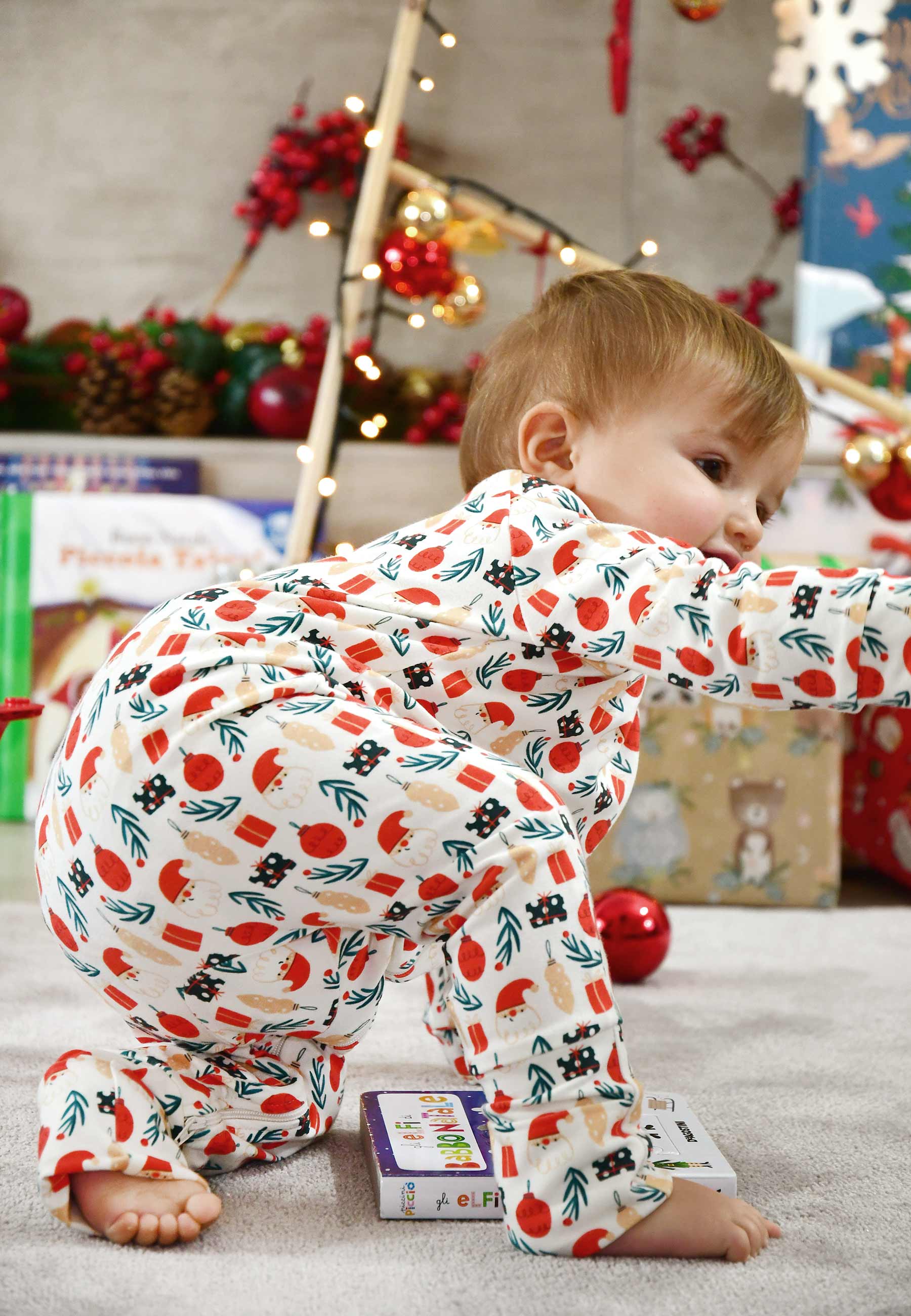 Bamboo Zip Romper - Christmas Magic - Blue Balloon