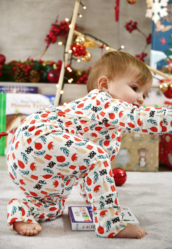 Bamboo Zip Romper - Christmas Magic - Blue Balloon