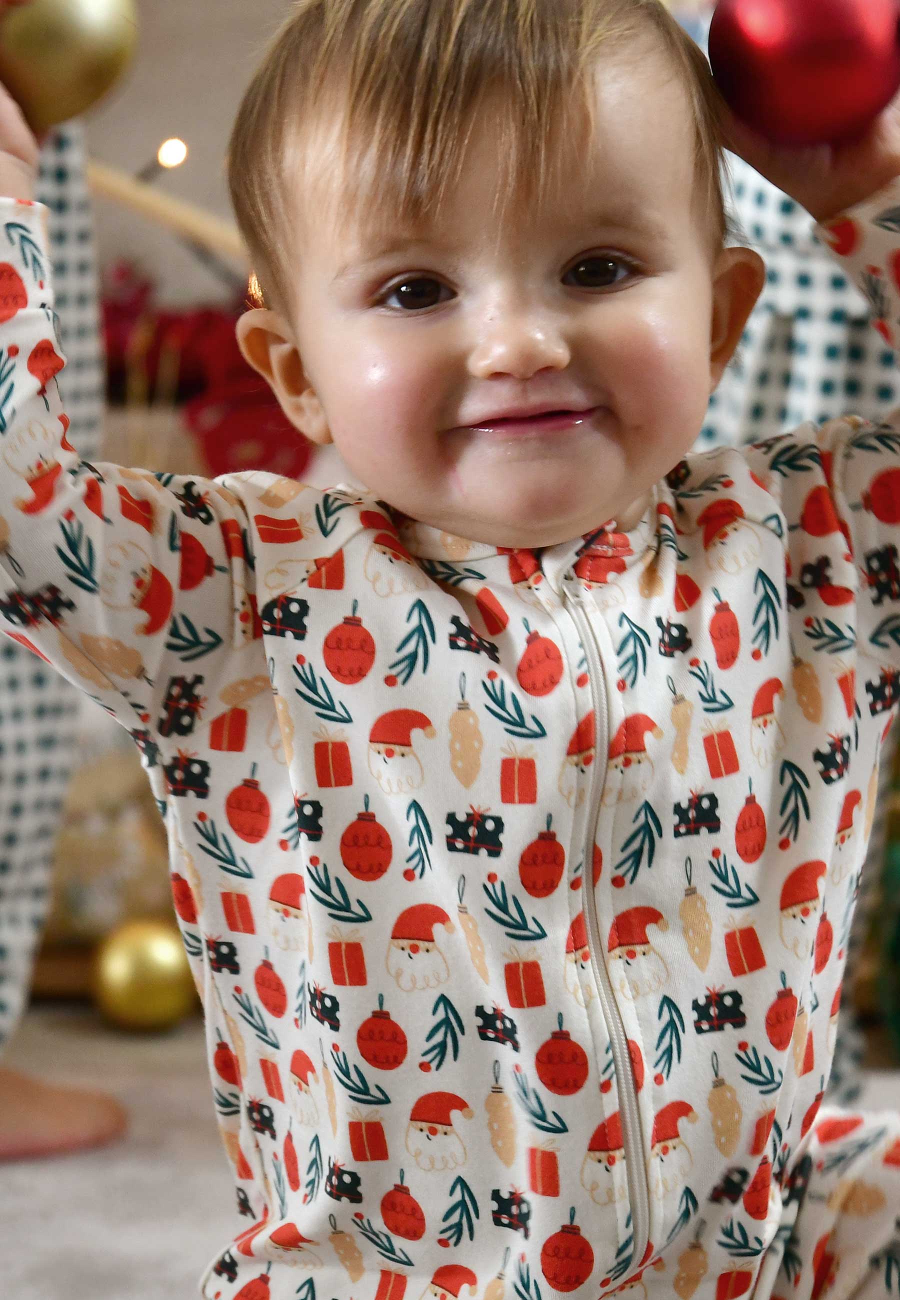 Bamboo Zip Romper - Christmas Magic - Blue Balloon