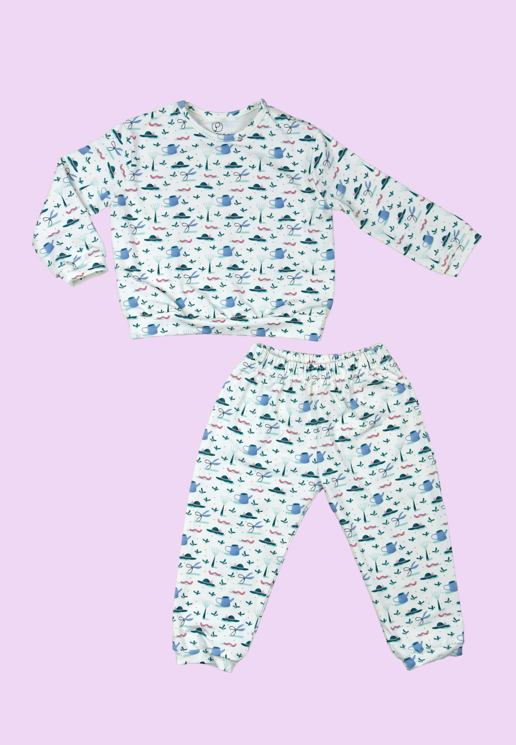 Two-Piece Bamboo Pajamas - In the Garden - Blue Balloon