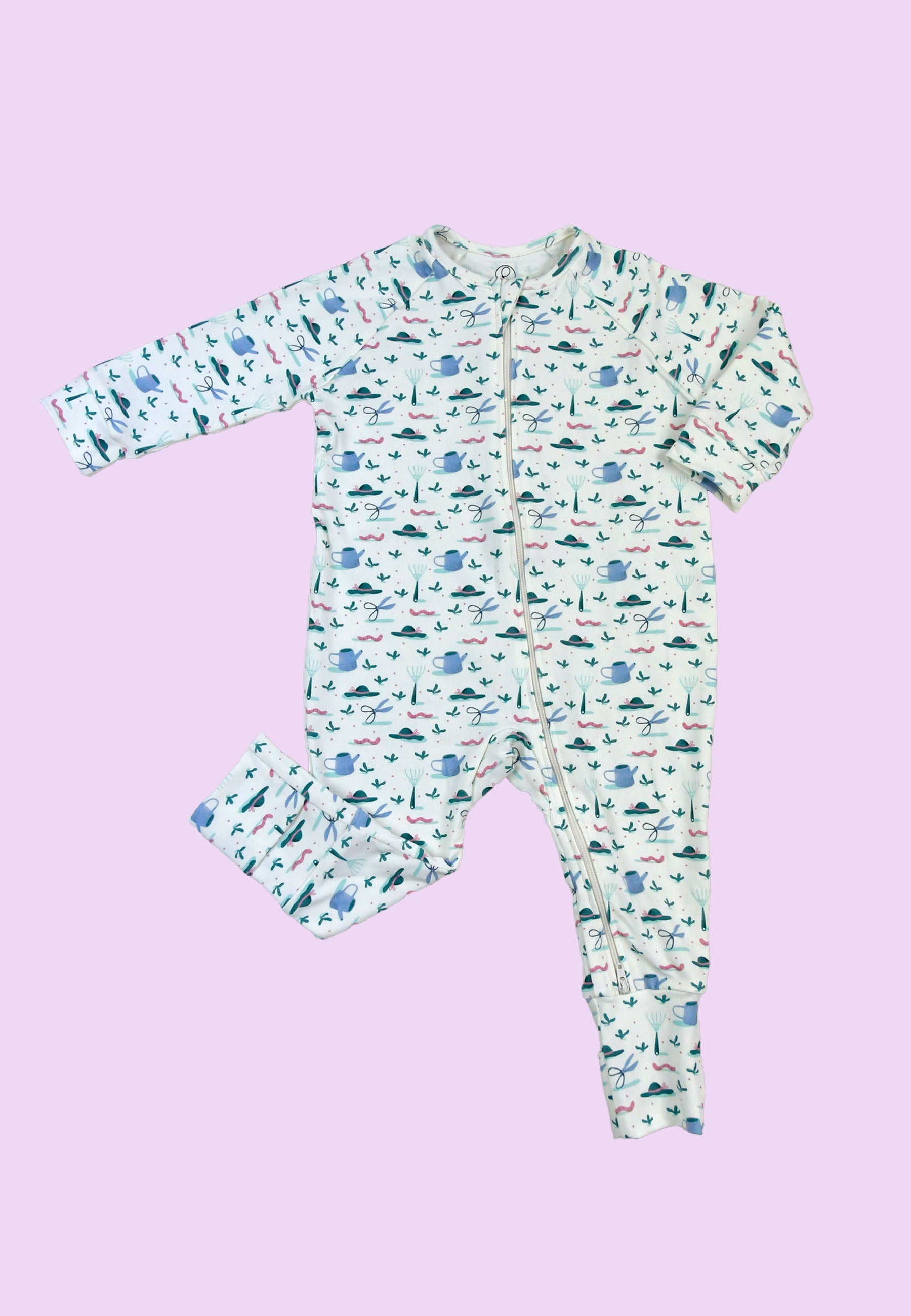 Bamboo Zip Romper - In the Garden - Blue Balloon