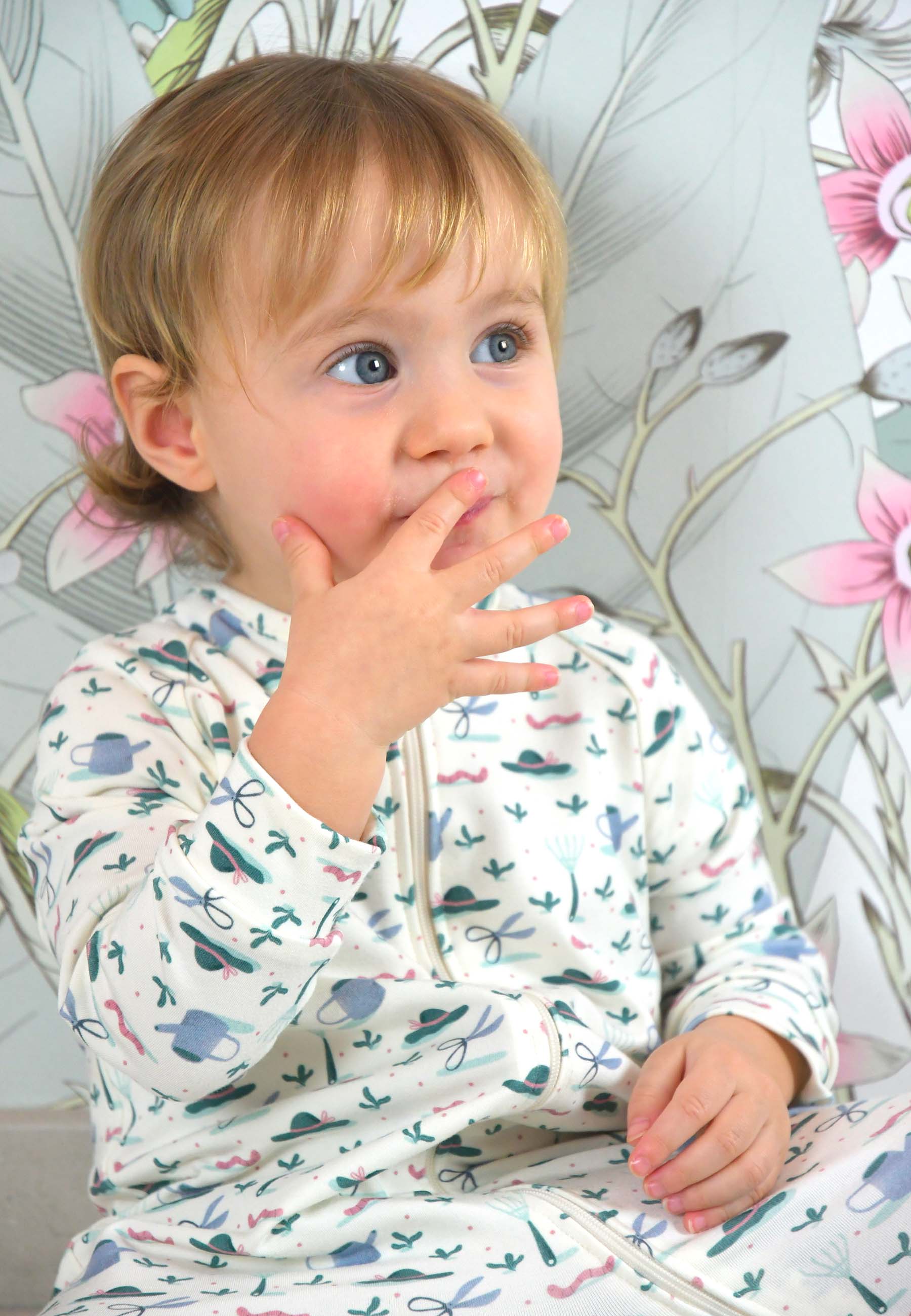 Bamboo Zip Romper - In the Garden - Blue Balloon
