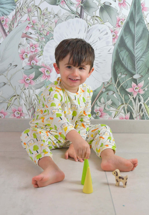 Two-Piece Bamboo Pajamas - Playground - Blue Balloon