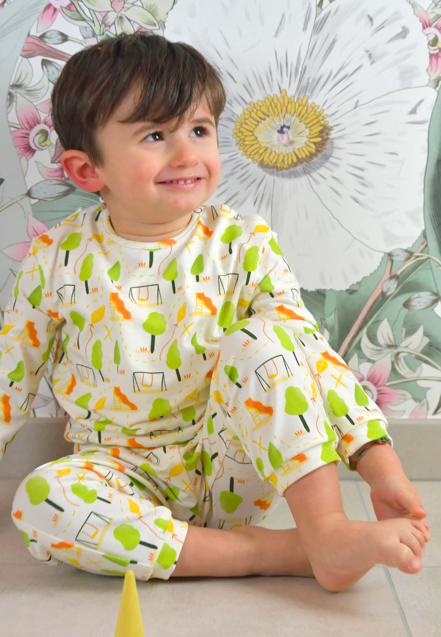 Two-Piece Bamboo Pajamas - Playground - Blue Balloon