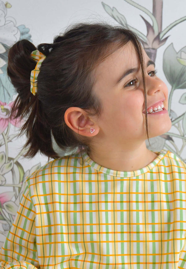 Bamboo Chouchou (scrunchie) - Floral Tartan - Blue Balloon