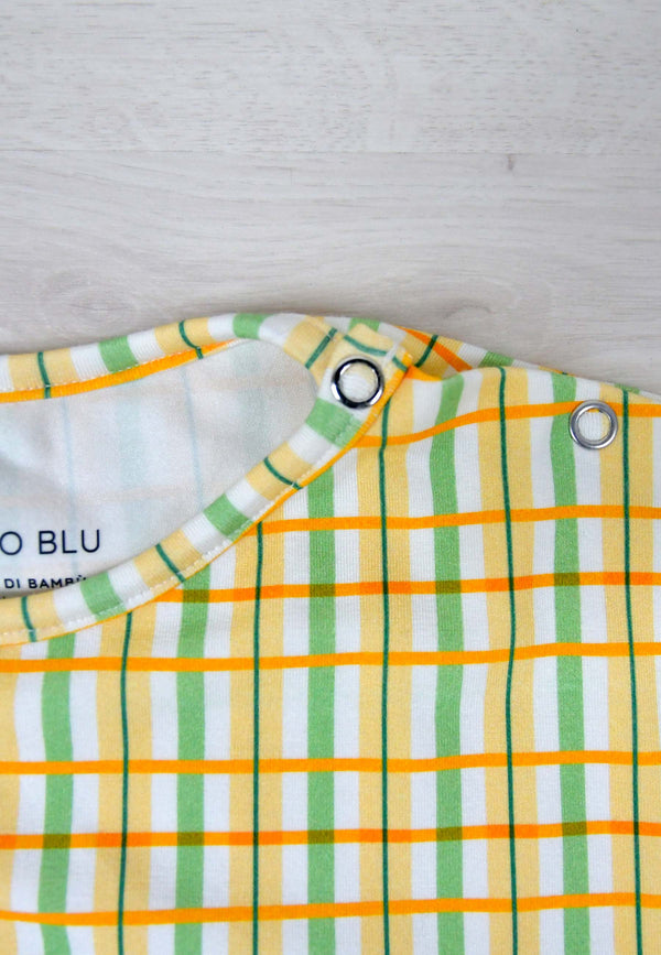 Pigiama in Bambù a Due Pezzi - Tartan Floreale Prato - Palloncino Blu