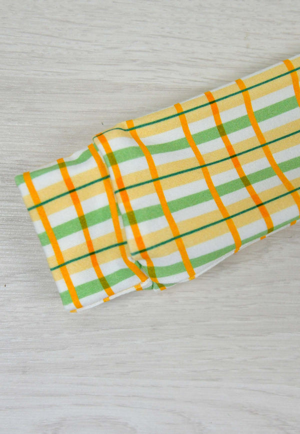 Tutina con zip in bambù - Tartan prato fiorito  - Palloncino blu