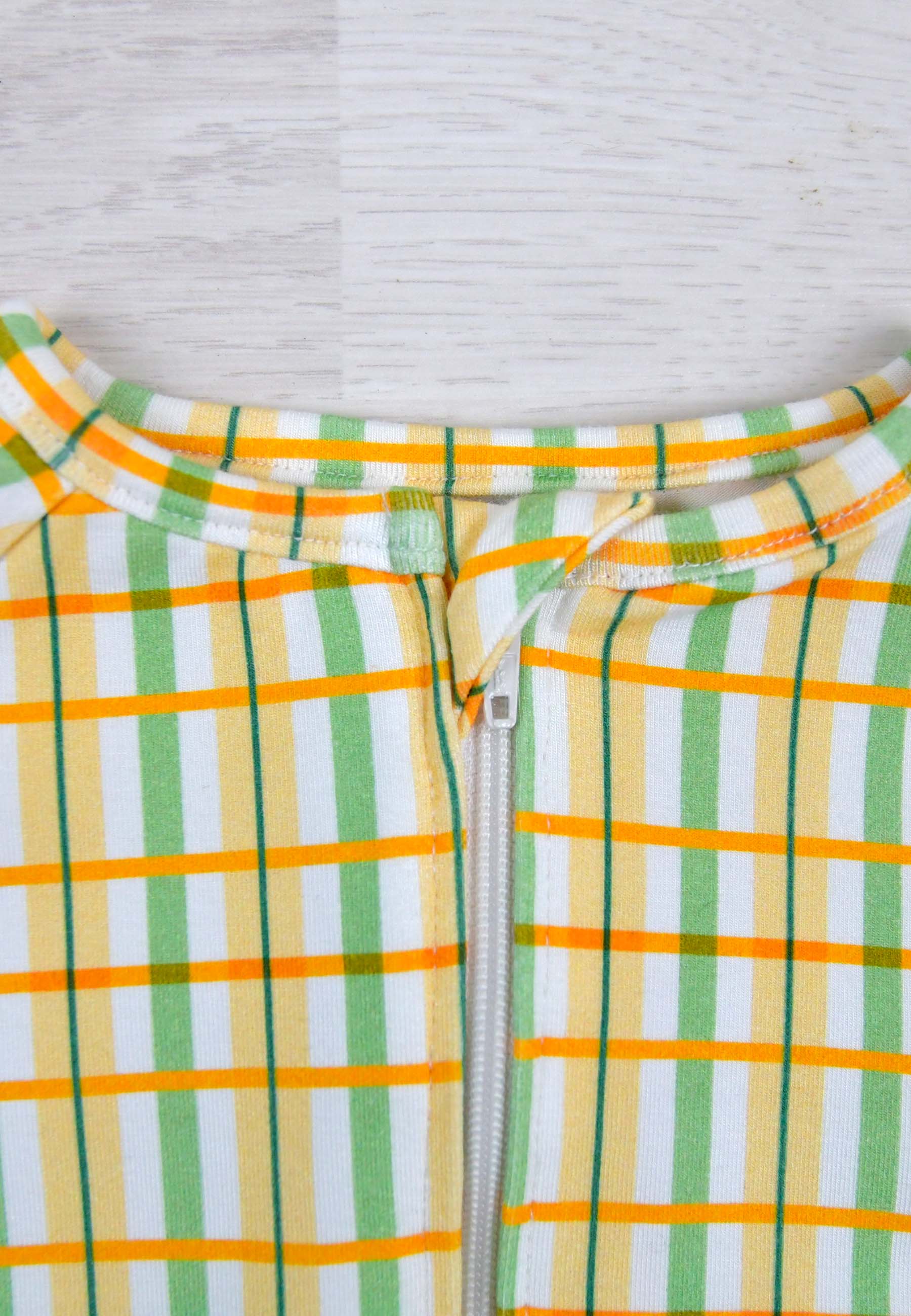 Tutina in Bambù con Zip - Tartan Prato Fiorito - Palloncino Blu