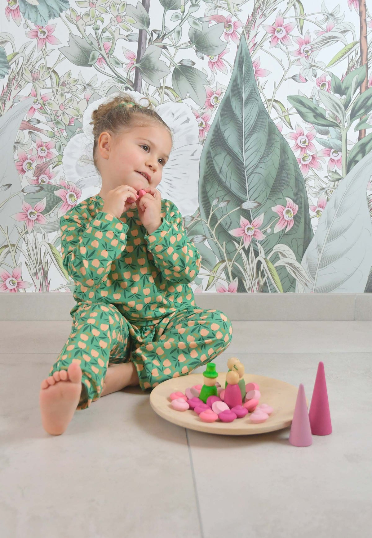 Two-Piece Bamboo Pajamas - Tulips - Blue Balloon