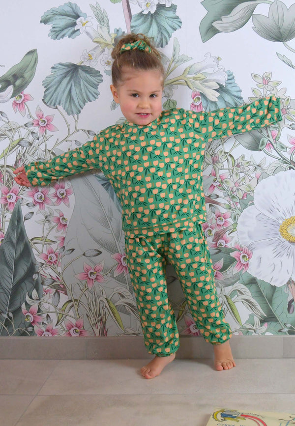 Two-Piece Bamboo Pajamas - Tulips - Blue Balloon