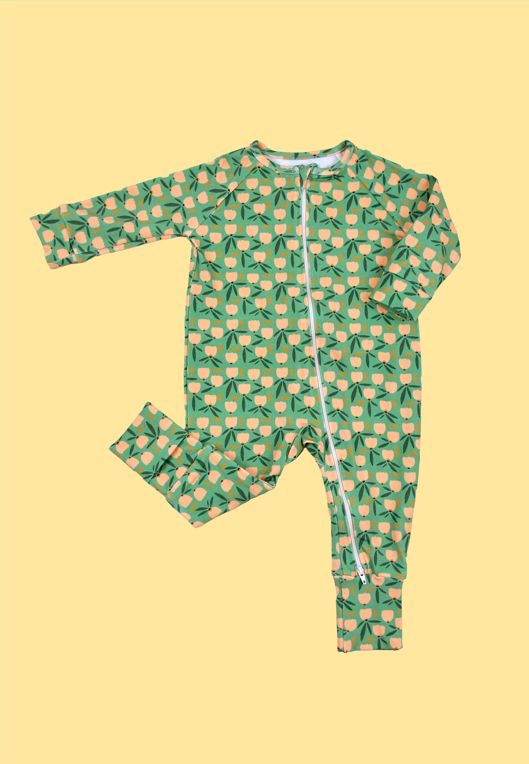 Tutina con zip in bambù - Tulipani  - Palloncino blu