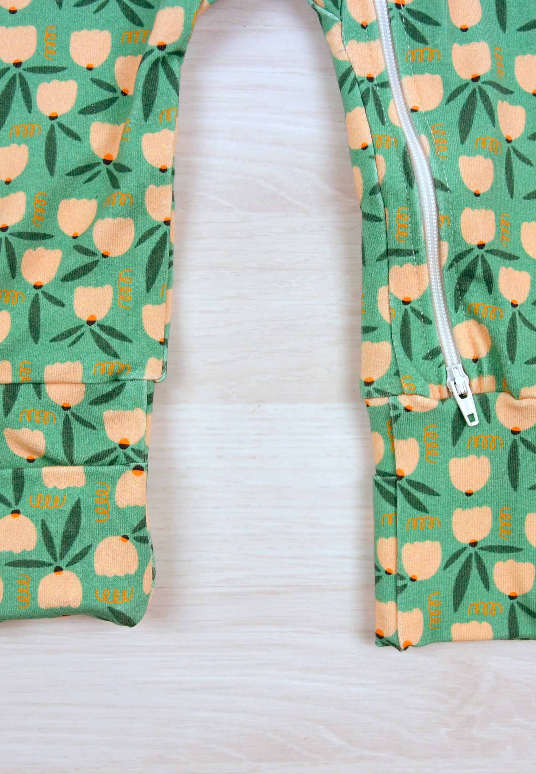 Tutina con zip in bambù - Tulipani  - Palloncino blu