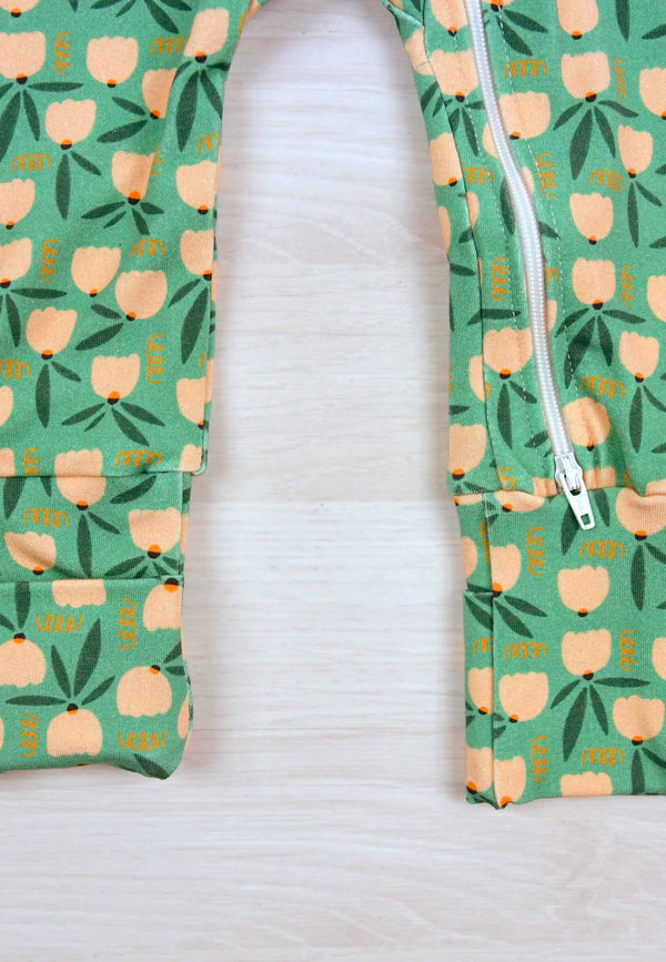 Bamboo Zip Romper - Tulips - Blue Balloon