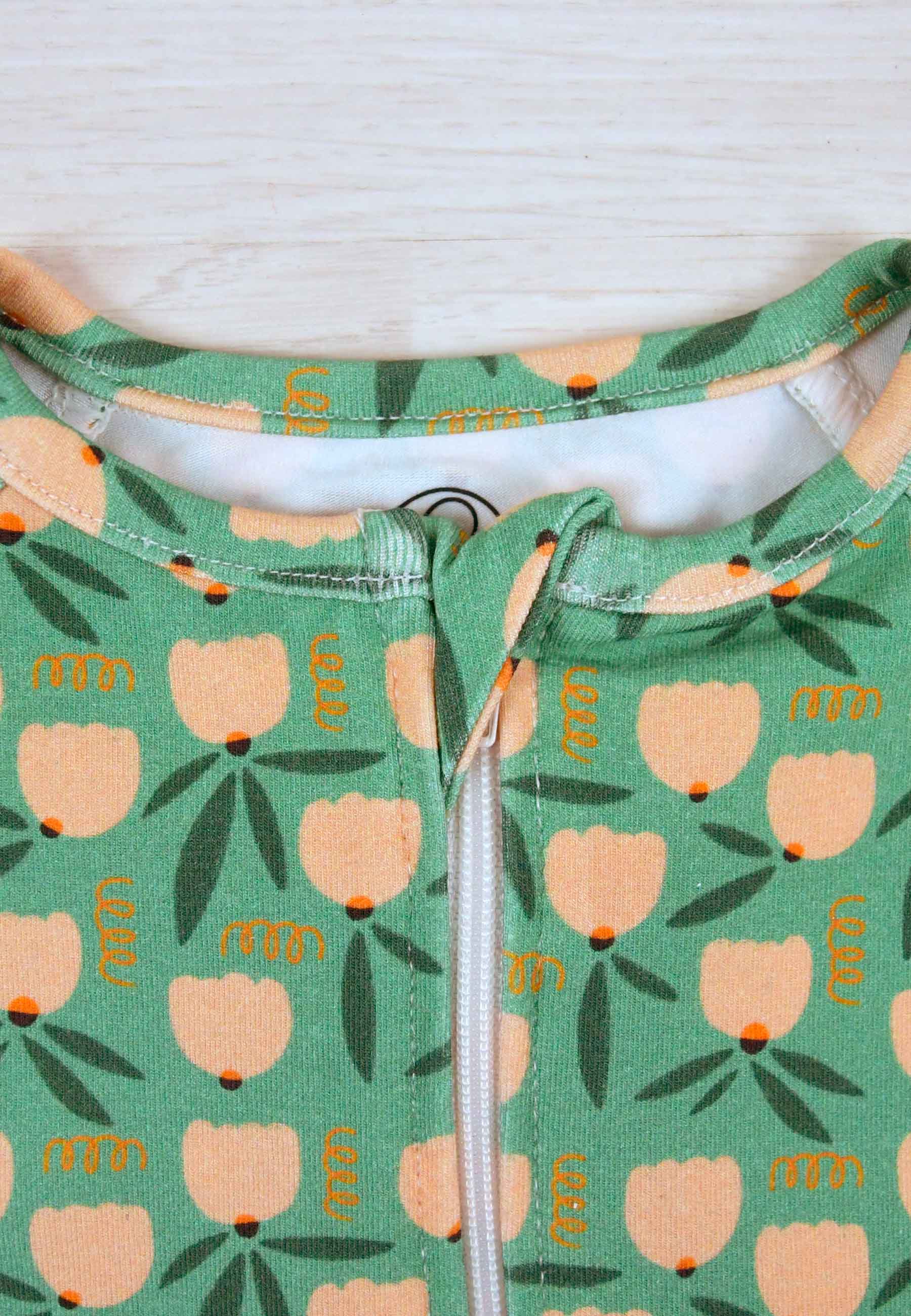 Tutina con zip in bambù - Tulipani  - Palloncino blu