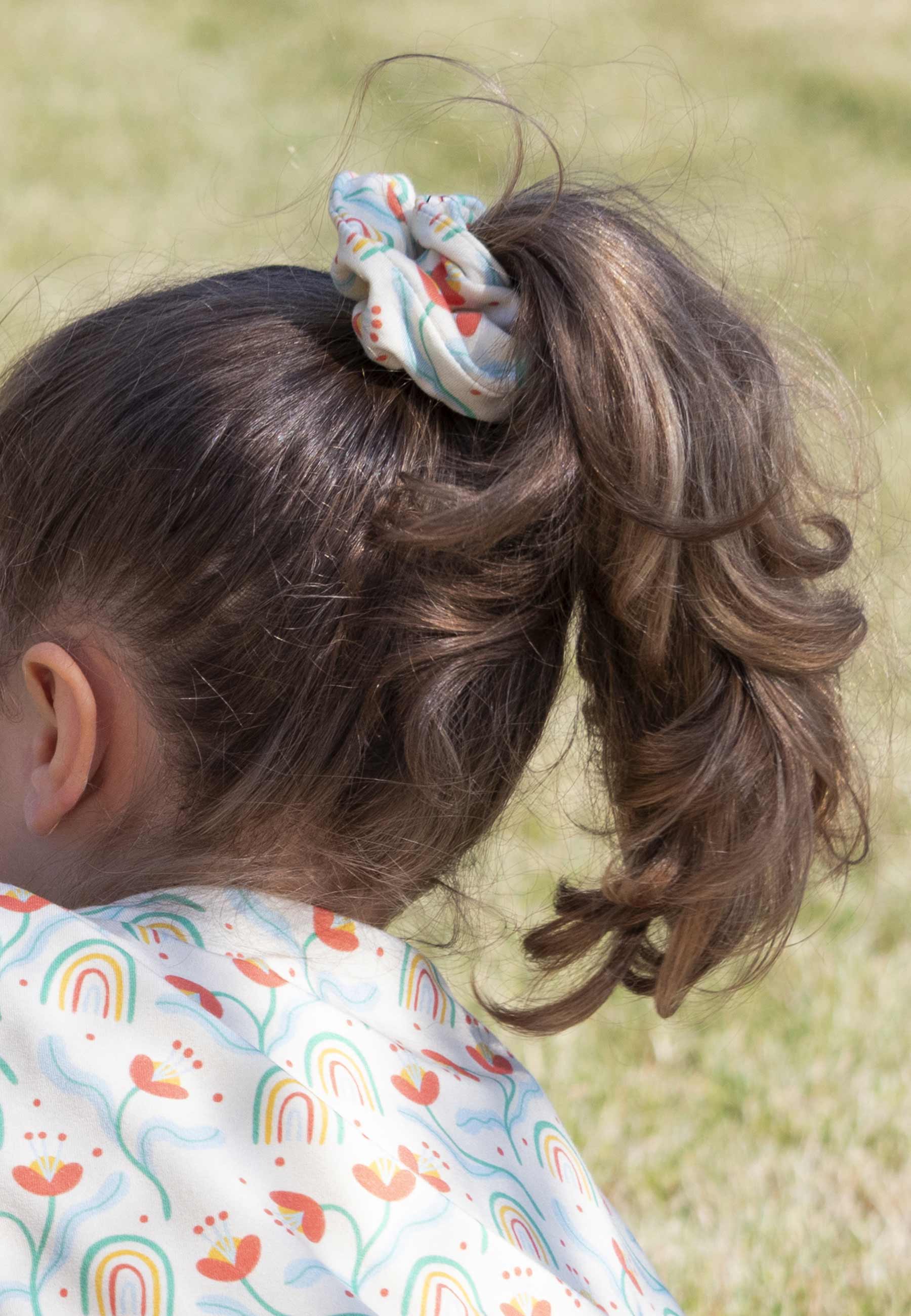 Chouchou in bambù (scrunchie) - Fiori e Arcobaleni - Palloncino Blu