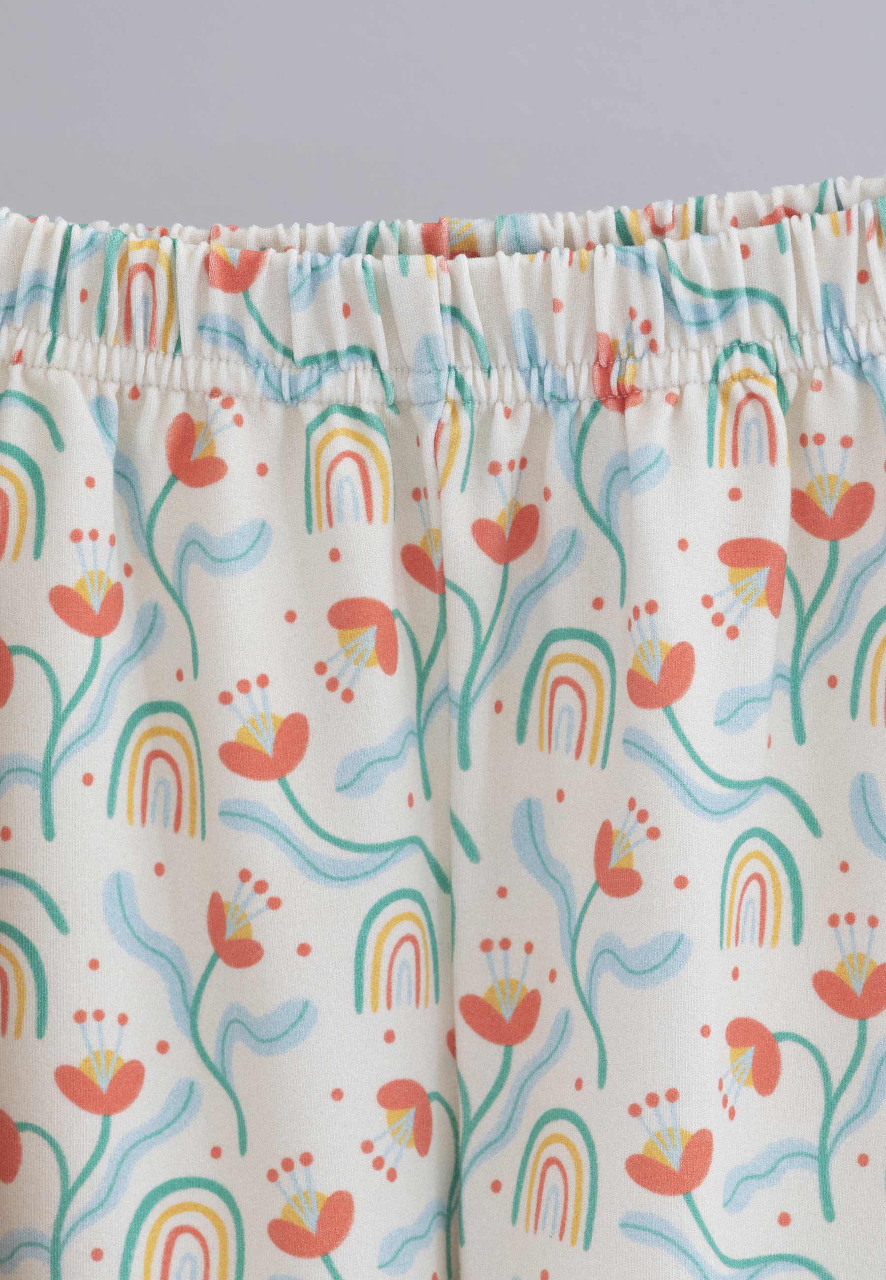 Two-Piece Bamboo Pajamas - Flowers and Rainbows - Blue Balloon