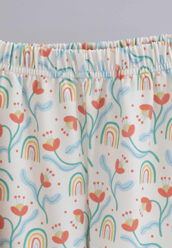Two-Piece Bamboo Pajamas - Flowers and Rainbows - Blue Balloon