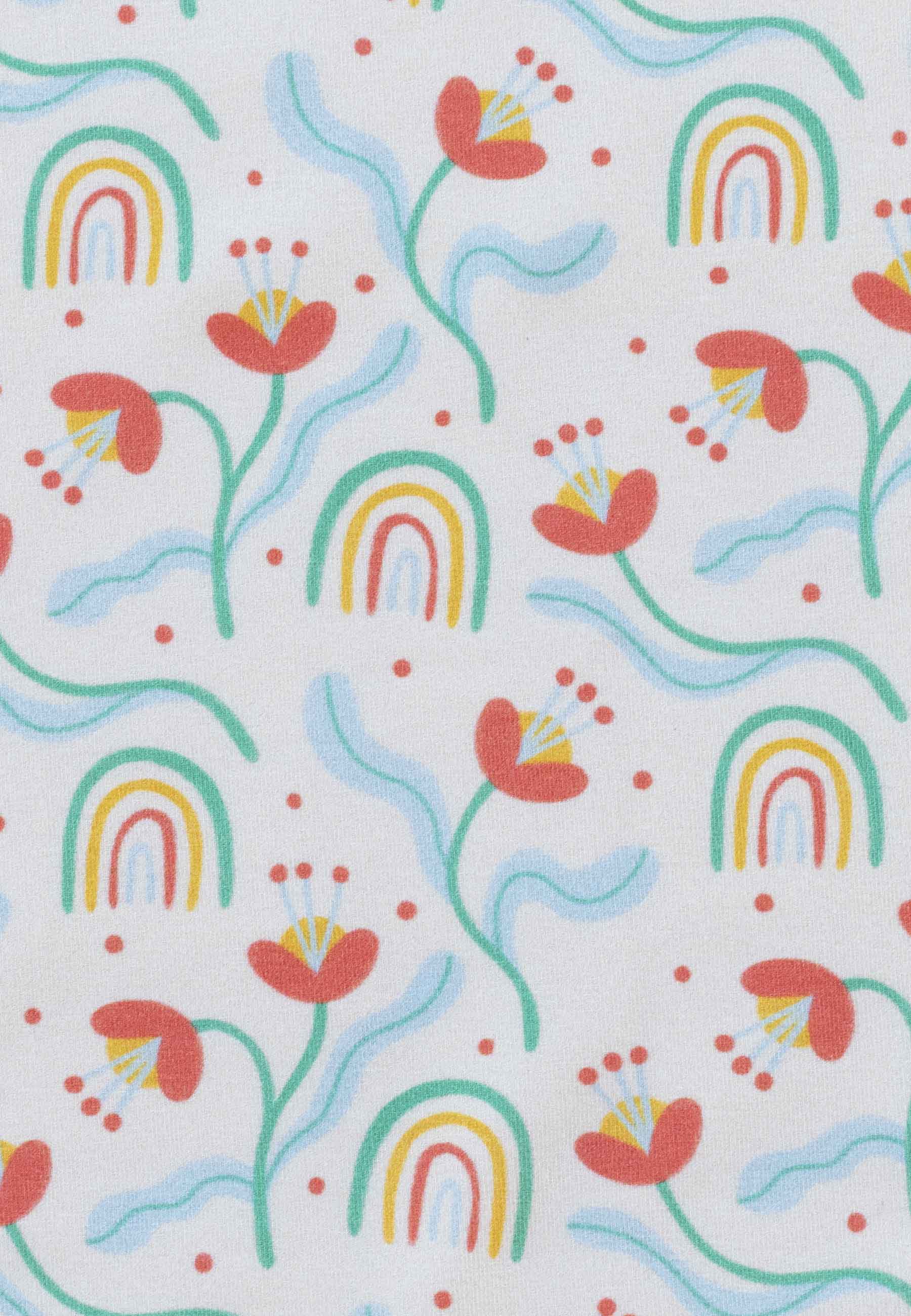 Bamboo Zip Romper - Flowers and Rainbows - Blue Balloon