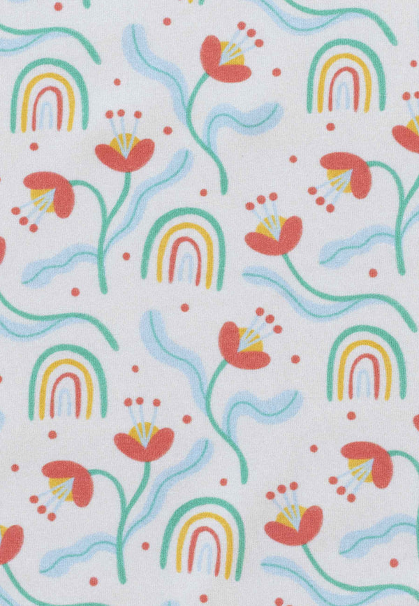 Bamboo Zip Romper - Flowers and Rainbows - Blue Balloon