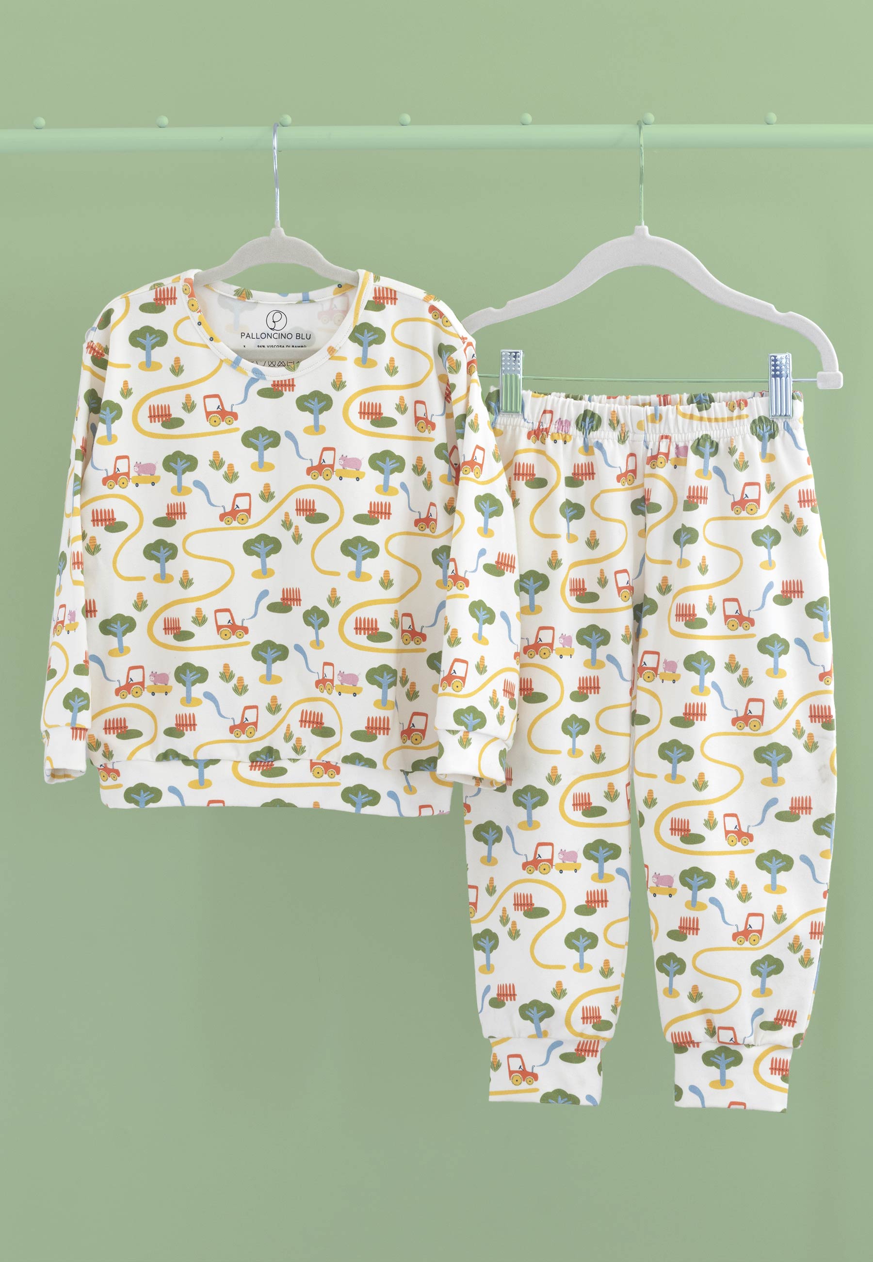 Two-Piece Bamboo Pajamas - On the Farm - Blue Balloon