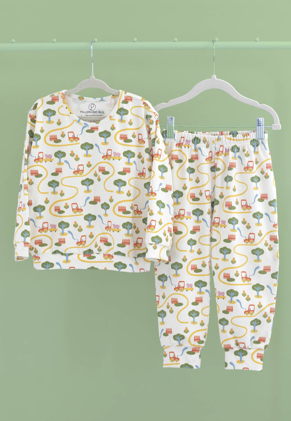 Two-Piece Bamboo Pajamas - On the Farm - Blue Balloon