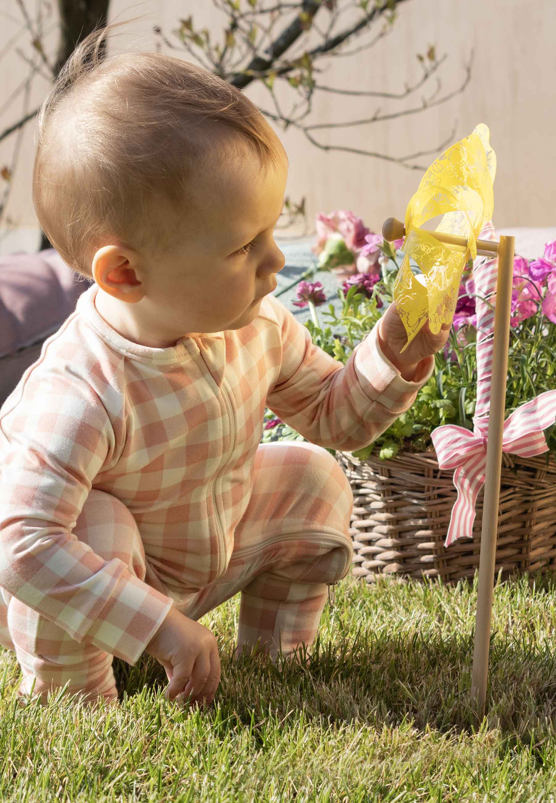 Bamboo Zip Romper - Sakura - Blue Balloon