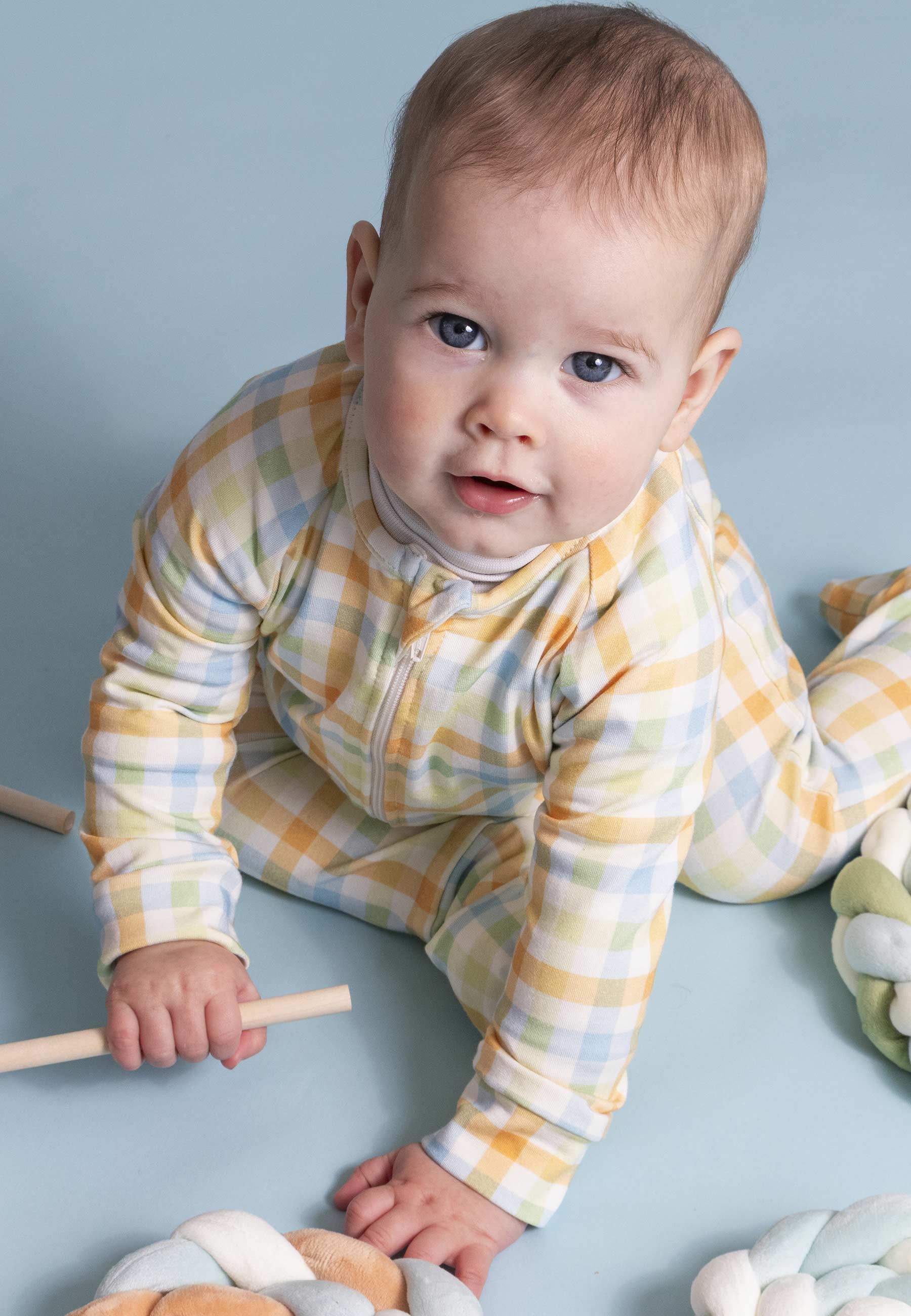Bamboo Zip Romper - Lollipop - Blue Balloon