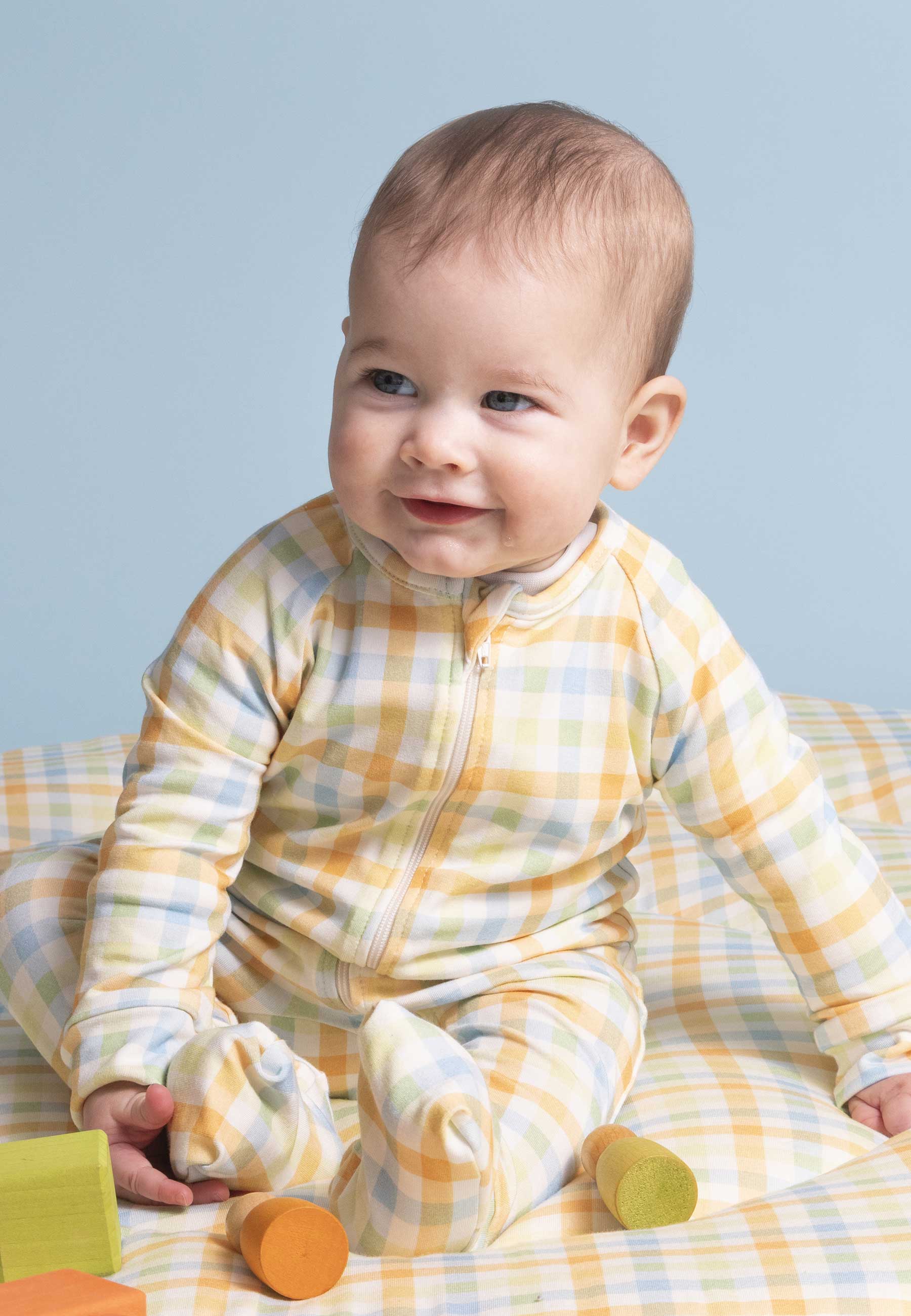 Bamboo Zip Romper - Lollipop - Blue Balloon