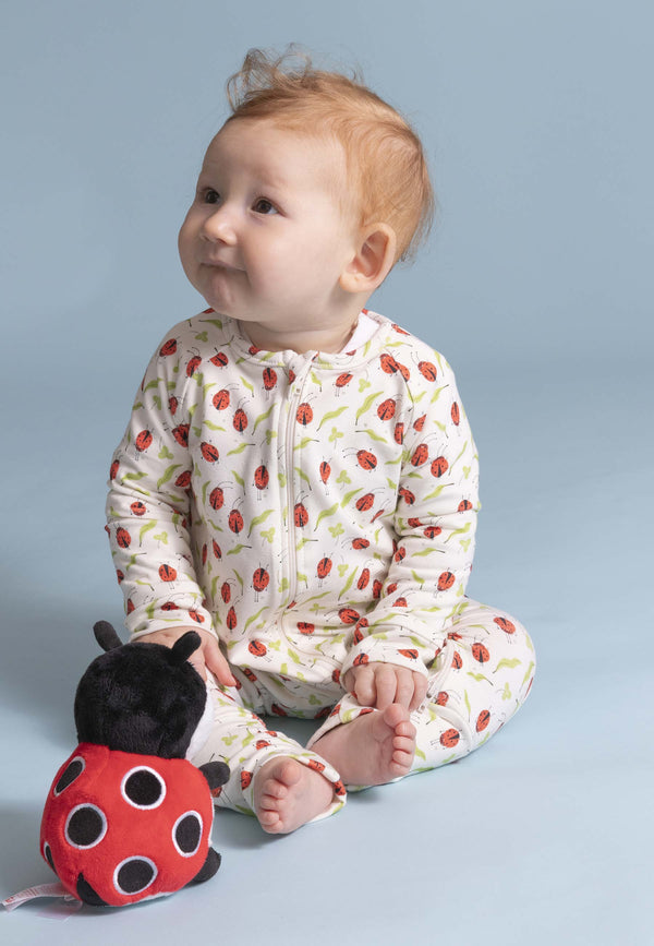 Bamboo Zip Romper - Good Luck - Blue Balloon