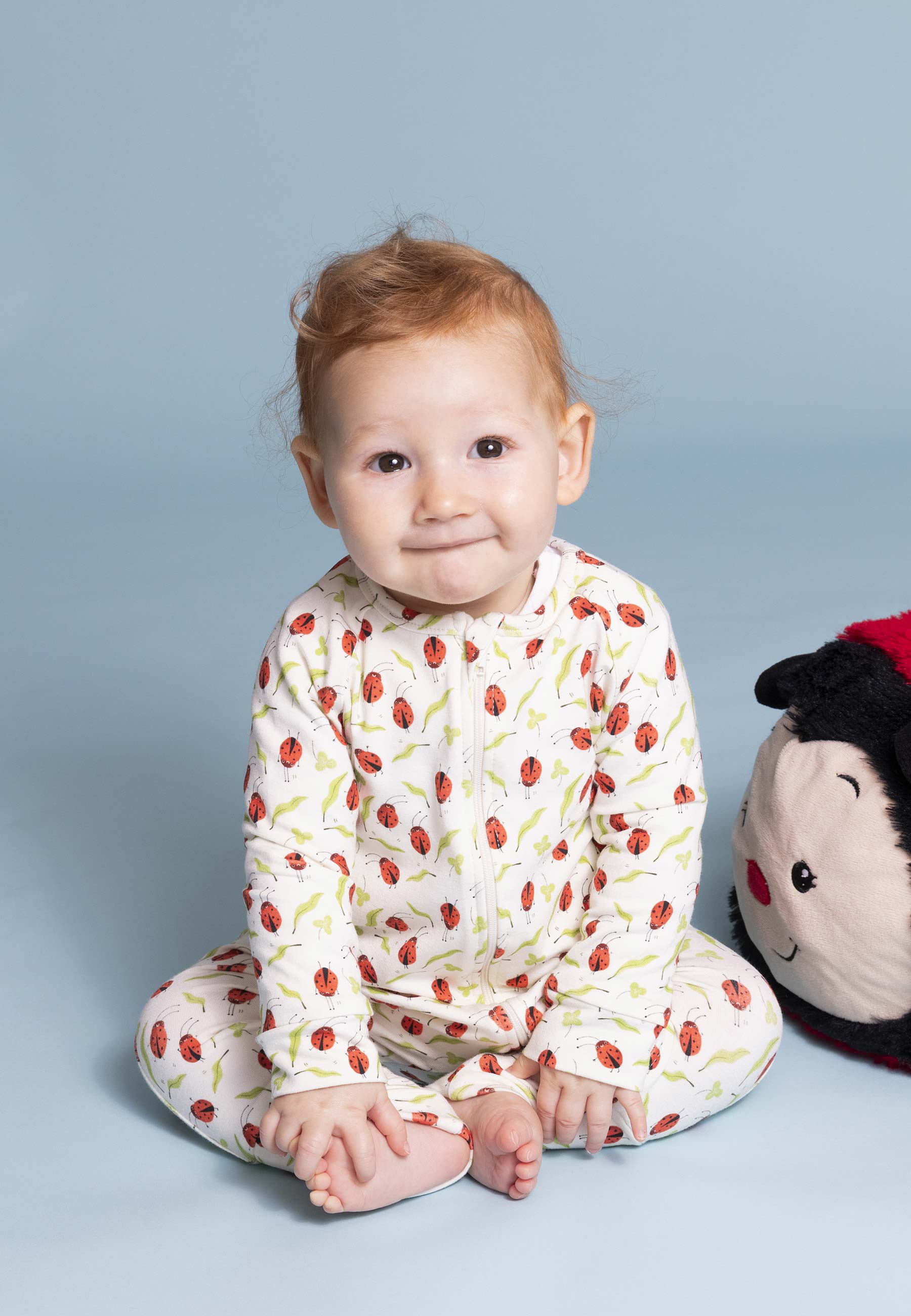 Bamboo Zip Romper - Good Luck - Blue Balloon