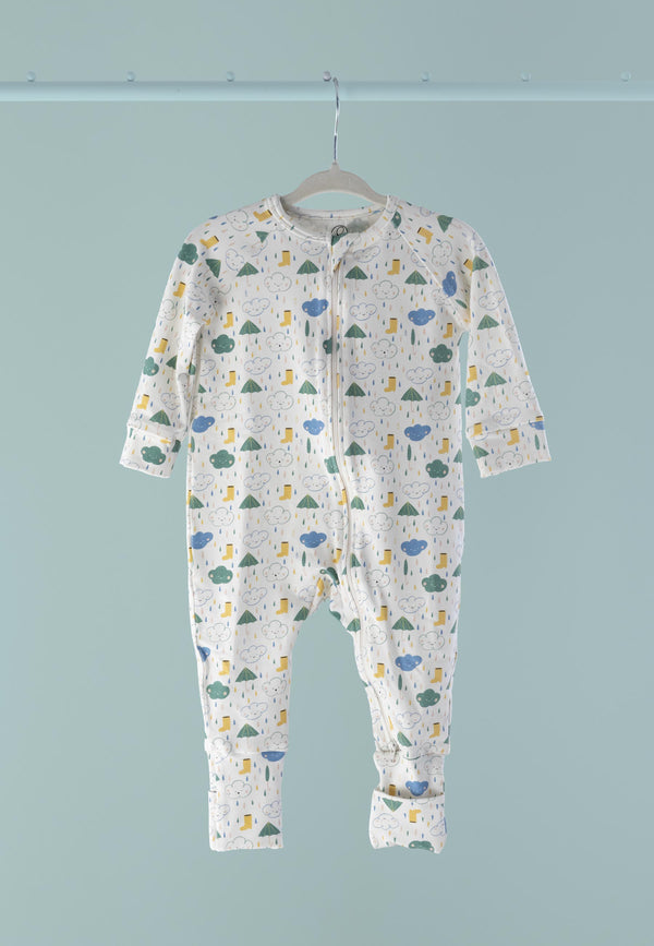 Tutina con zip in bambù - Splash - Palloncino blu
