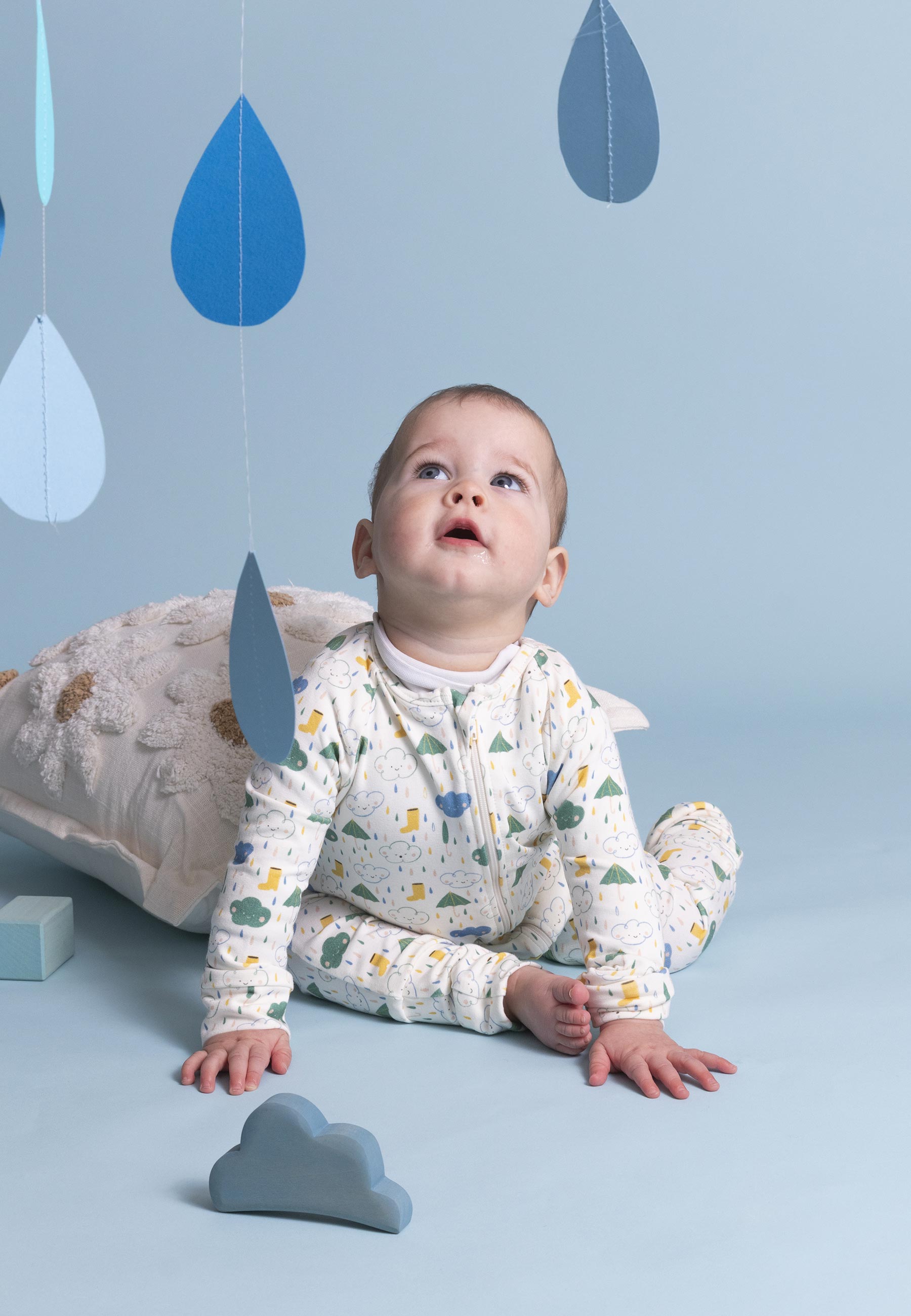 Bamboo Zip Romper - Splash - Blue Balloon