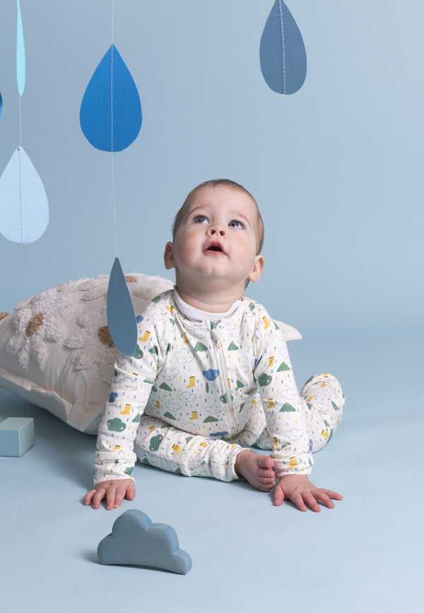 Tutina con zip in bambù - Splash - Palloncino blu