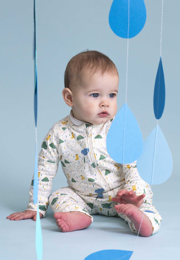 Bamboo Zip Romper - Splash - Blue Balloon