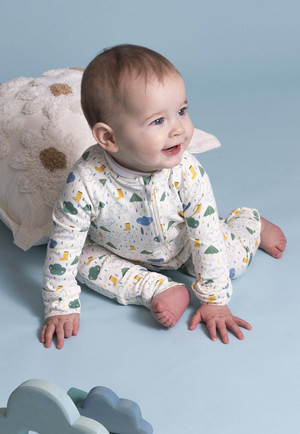 Bamboo Zip Romper - Splash - Blue Balloon