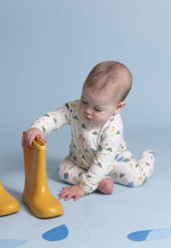 Bamboo Zip Romper - Splash - Blue Balloon