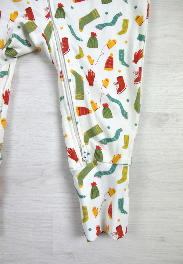 Bamboo Zip Onesie - Brrr it's cold! - Blue Balloon
