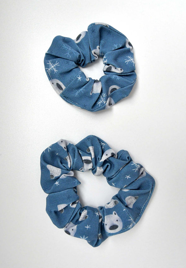 Chouchou in bambù (scrunchie) - Orso Polare - Palloncino Blu