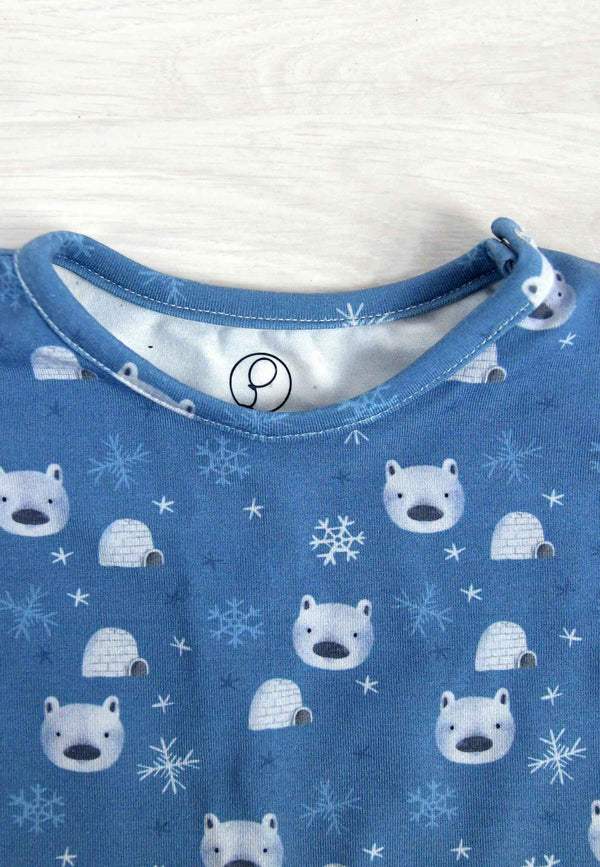 Pigiama due pezzi in bambù - Orso polare - Palloncino blu