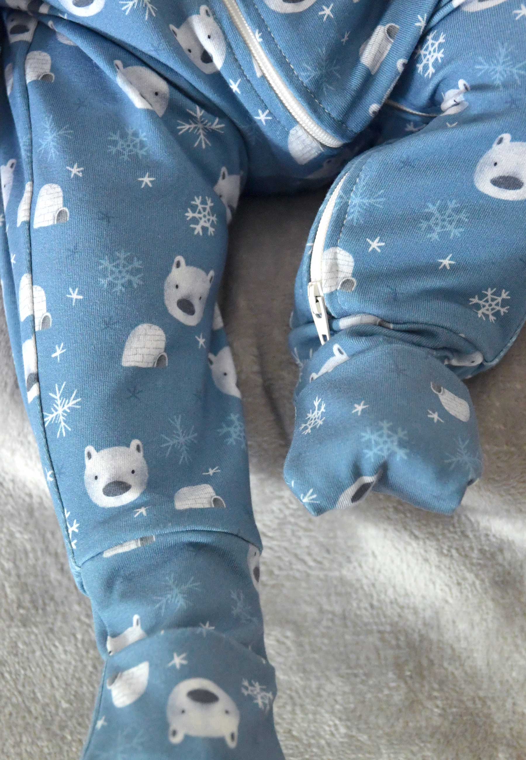 Tutina Zip in Bambù - Orso Polare - Palloncino Blu
