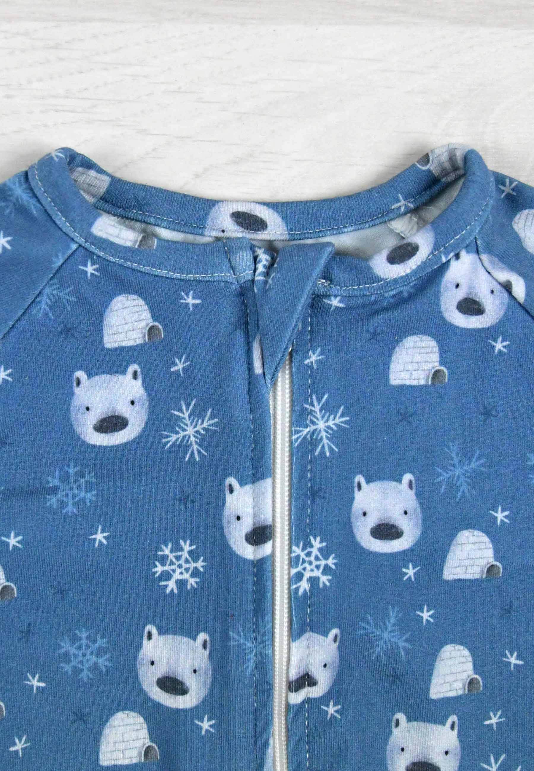 Tutina Zip in Bambù - Orso Polare - Palloncino Blu
