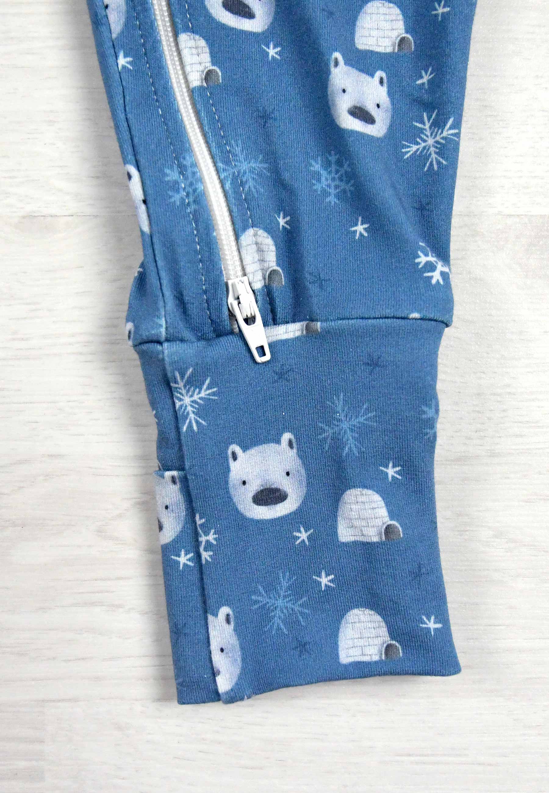 Tutina Zip in Bambù - Orso Polare - Palloncino Blu